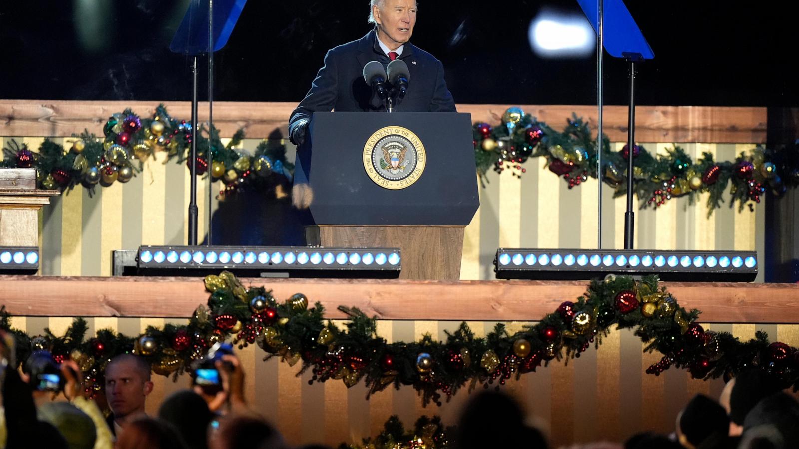 Biden at tree lighting says his holiday wish is for US to continue to seek light, liberty and love