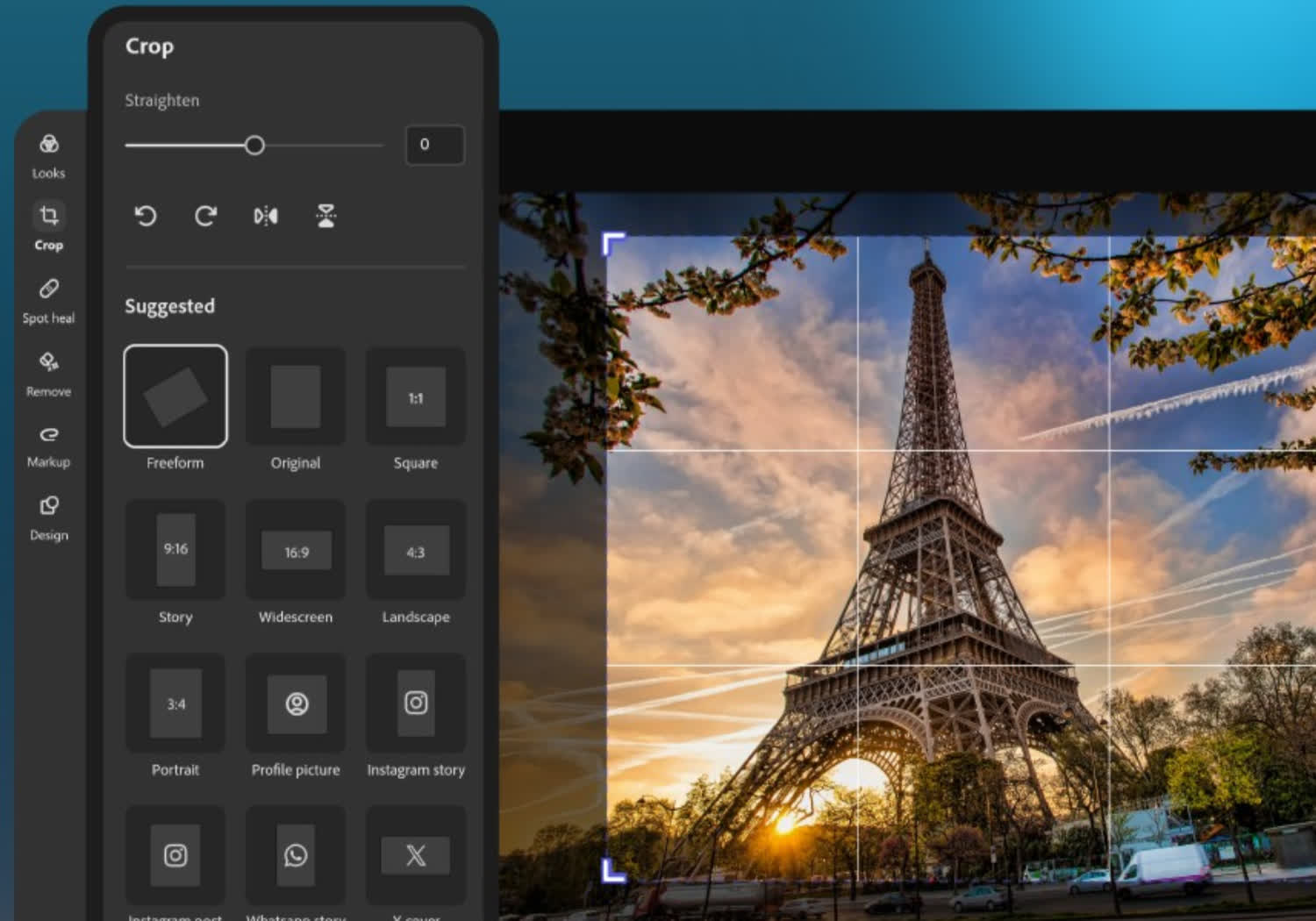Photoshop Express is a free and fast editor for Windows and mobile