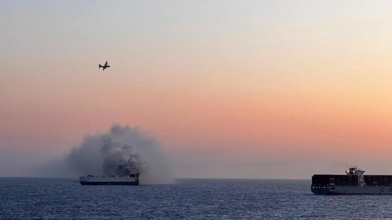 Salvage crew bound for the site of cargo ship fire off the coast of Alaska