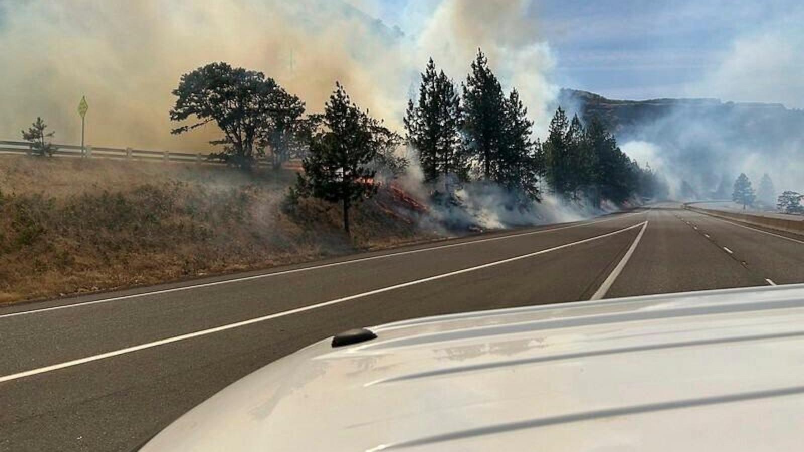Oregon wildfire prompts evacuations and closes interstate in Columbia River Gorge