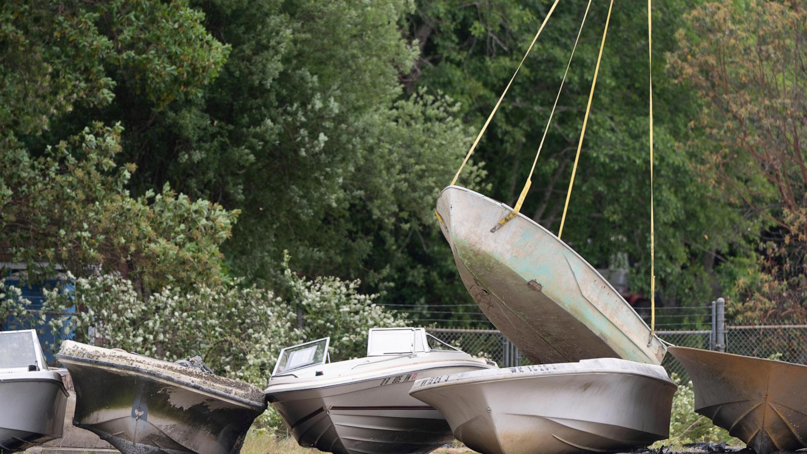 Flying boats make for a rare sight as Washington clears an island of derelict vessels by helicopter