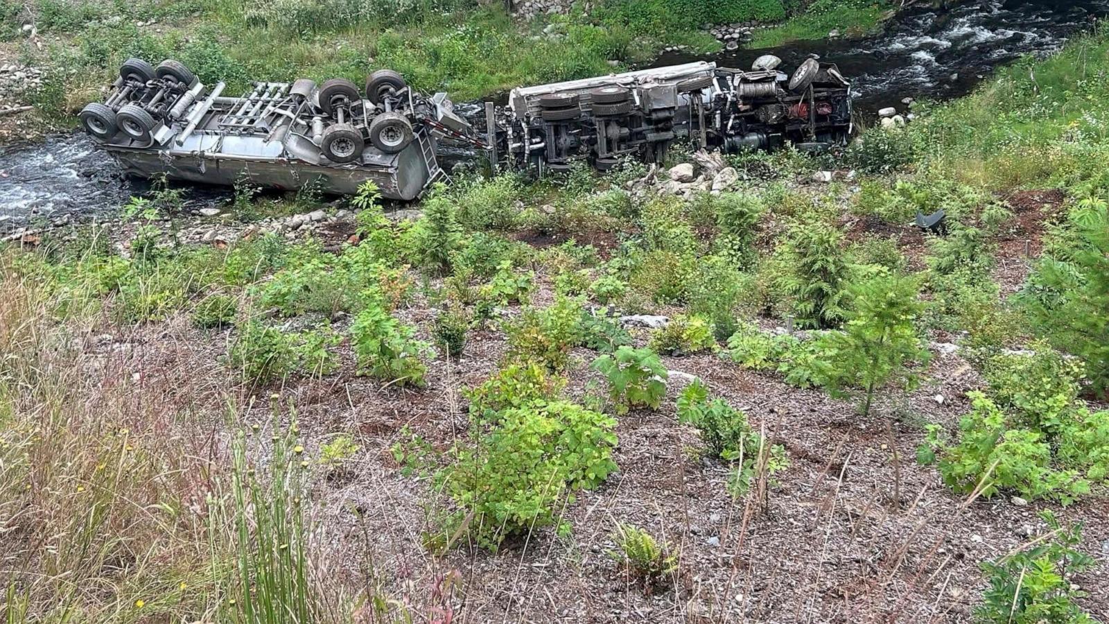 Crews work to contain petroleum spill in Washington after tanker truck accident