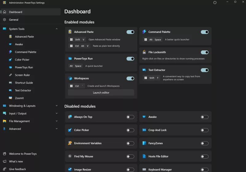 PowerToys 0.93.0 debuts modern dashboard and key feature upgrades