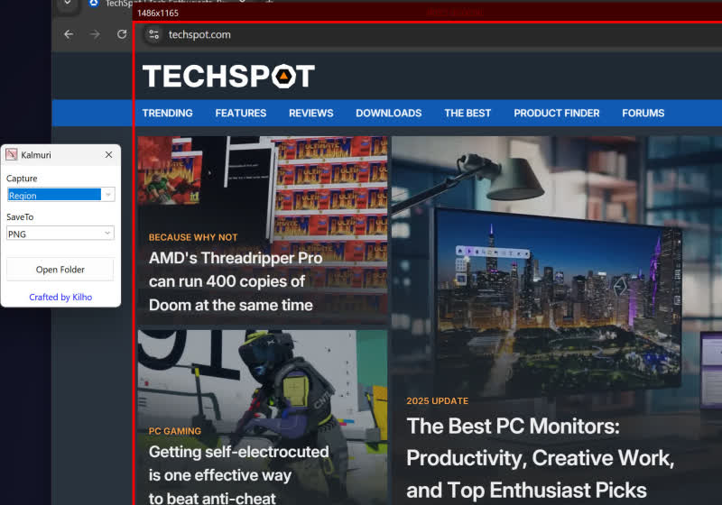 Kalmuri is a lightweight screen capture and recording tool for Windows