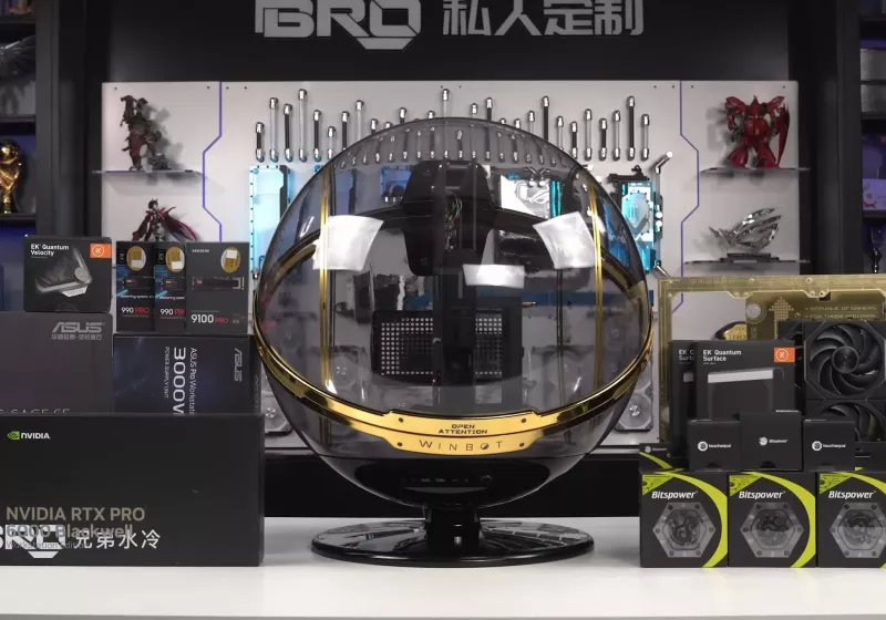 This $60,000 golden sphere PC features a 96-core Threadripper Pro, RTX Pro 6000, and 256 GB of DDR5