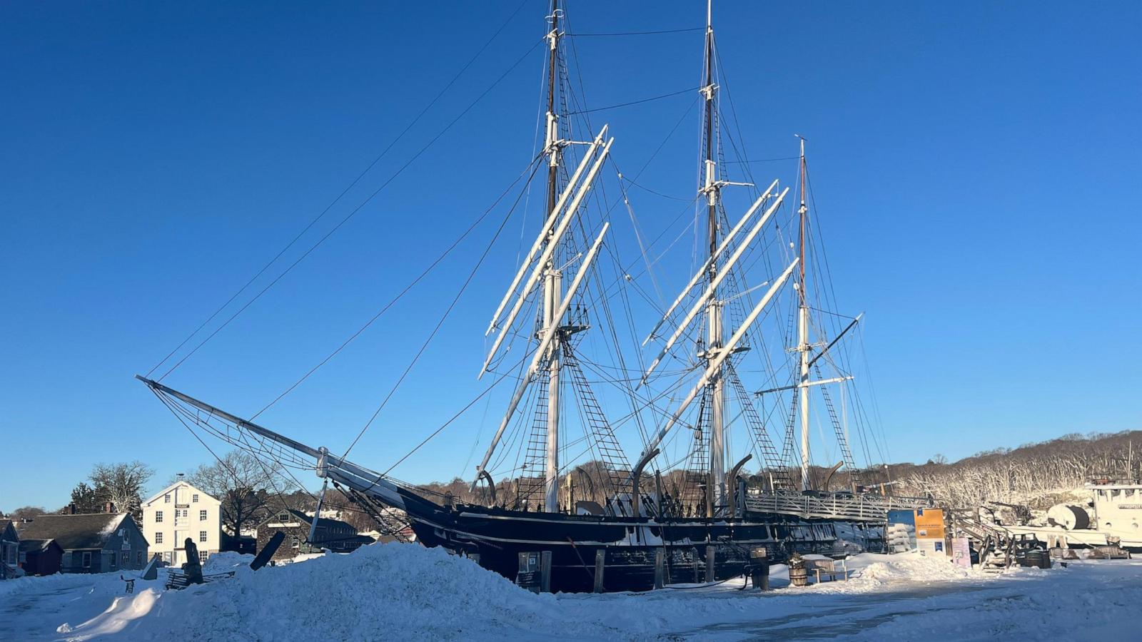 Mystic Seaport workers dig out historic whaling ship after snowstorm