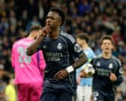 Vinícius finishes off 10-man Manchester City as Real Madrid ease into last eight