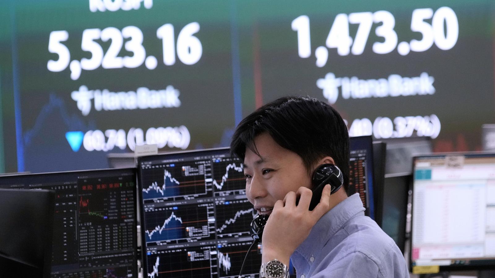 Asia shares are mixed following Wall Street's losses, as oil edges lower