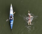 Ultramarathon swimmer sets record pace over 55km in crocodile-filled Australian river