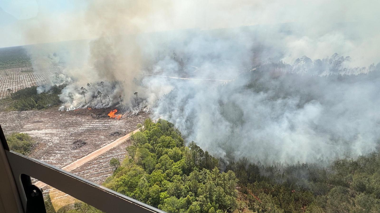 A fast-growing Georgia wildfire tops 31 square miles, with evacuations possible