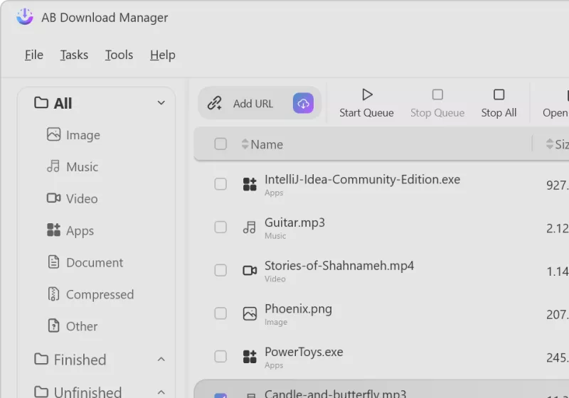 AB Download Manager is a free alternative to Internet Download Manager