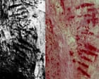 Striped rock dismissed as natural in 1928 reclassified as UK’s oldest cave art