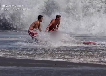 California lifeguard is hailed as a hero after rescuing a boy from pounding surf